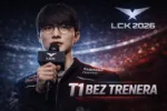 T1 bez trenera w sezonie LCK 2026 - Faker podczas wydarzenia League of Legends z logo LCK w tle