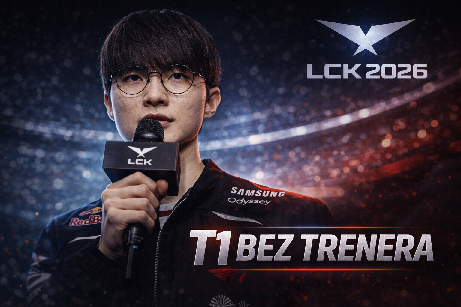 LCK 2026: T1 bez trenera, wielkie zmiany i nowe składy. Korea chce wrócić na szczyt! 1 T1 bez trenera w sezonie LCK 2026 - Faker podczas wydarzenia League of Legends z logo LCK w tle